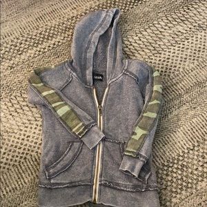 Vintage Havana Zip Hoodie with Camo Trim